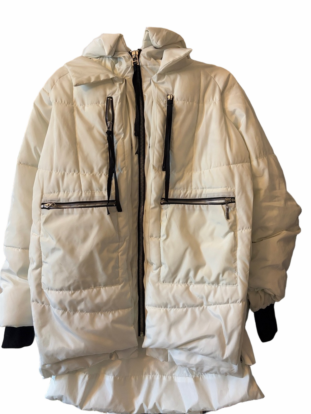 Cisono Los Angeles Women’s White hooded Cold Weather Coat / winter sports Large.